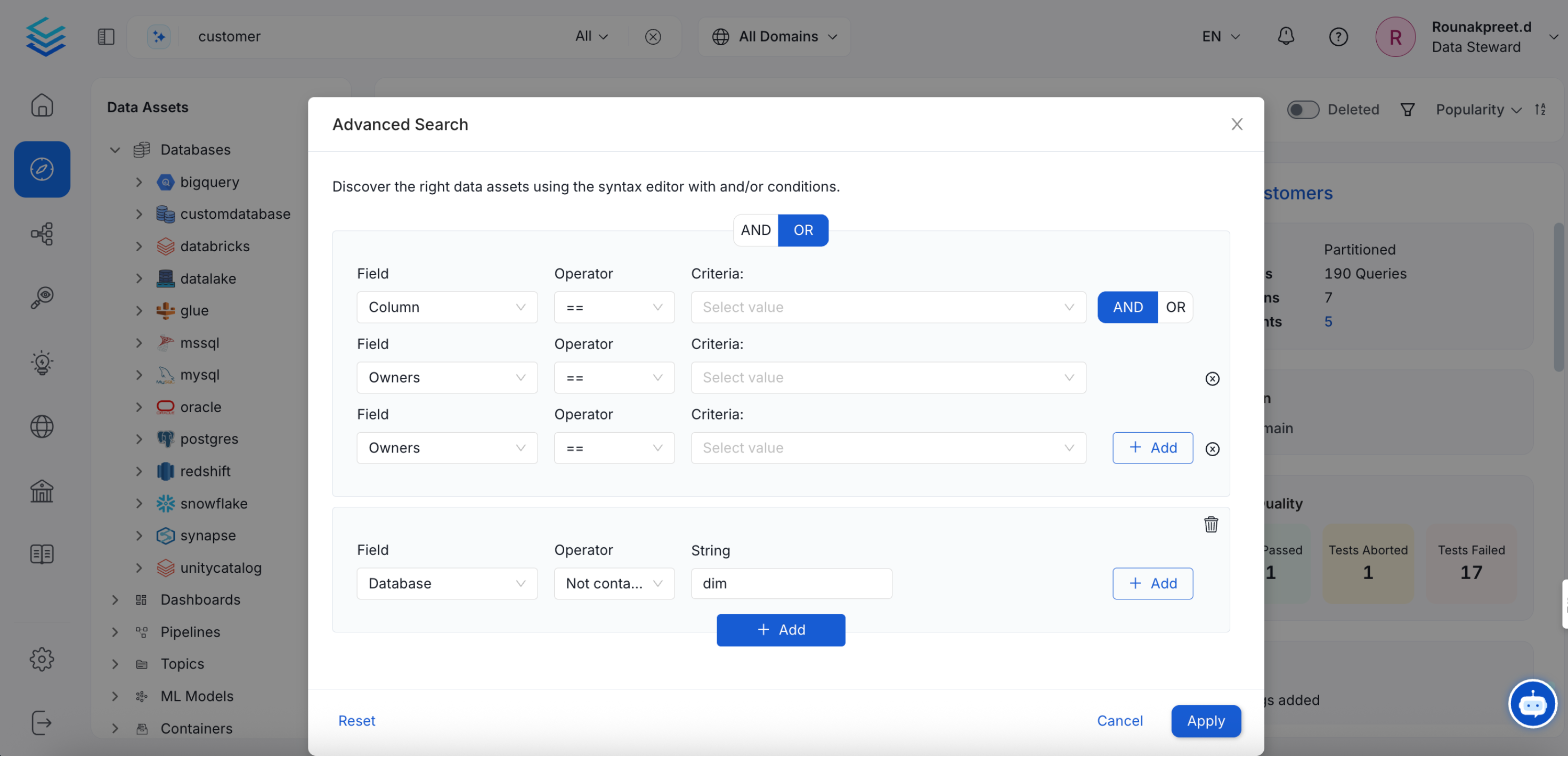 Advanced Search Conditions