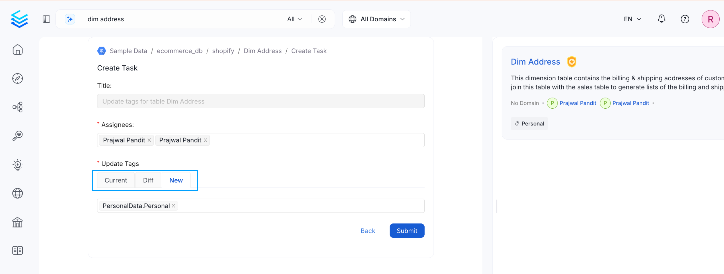 Add a Task: Request to Update Tags